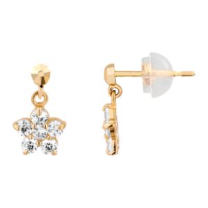 Cleor Pendants d'oreilles en or 375/1000 avec onyx - blanc