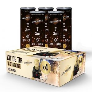 Pack Mariage 4 Déclencheurs + 5 Jets de Scène Or 2 Mètres - 30 Secondes + Télécommande pour Machine d'allumage de Jet de Scène