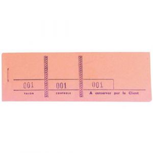 Exacompta Réf. 96404E - Carton de 50 blocs passe-partout pour manifestations, expositions, kermesses, loteries, tombolas - 100 feuillets détachables 3 coupons numérotés - Ft 4,8 x 15 cm - Rose