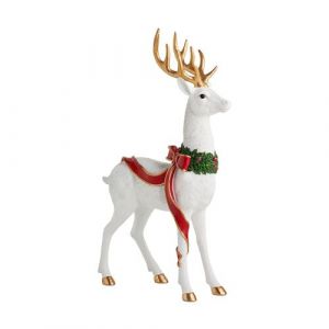 Figurine Wreathdeer, Blanc, 55.5 x 11 x 35 cm, Home & You, Decoration Noel Interieur, Christmas Design