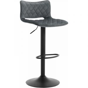WOLTU Tabouret de Bar Pivotant, R&eacute;glable en Hauteur, Chaise de Salle &agrave; Manger en Velours Rembourr&eacute;e, Gris fonc&eacute;