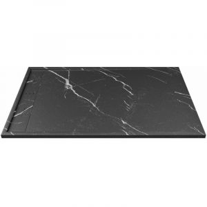 Vente-unique - Receveur extra-plat à poser ou à encastrer découpable en résine smc - Noir marbré - 140 x 90 cm - lyrosa