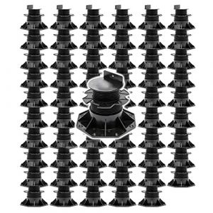 XPOtool Lot de 60x Plots de terrasse – Charge 2700 kg – Hauteur réglable 60-128 mm – en PP – Pieds de support pour Lames Dalles Lambourdes