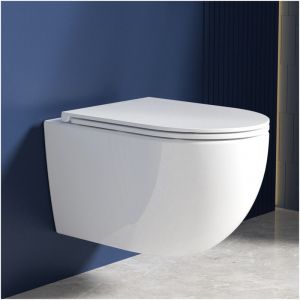 Rainsworth Superspin 360 Wall-Mounted Rimless Toilet Seat and Toilet Seat with Soft-Close Mechanism White
