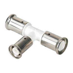 Henco Té réduit PVDF blanc multicouche a sertir TH ou BE O26x3.0-20x2.0-26x3.0