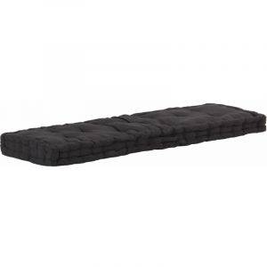 Décoshop26 Coussin de plancher de palette Coton matelas de sol 120x40x7 cm Noir DEC021807
