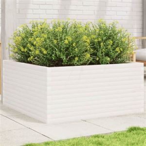 VidaXL Jardini&egrave;re blanc 100x100x46 cm bois de pin massif, jardini&egrave;re d'ext&eacute;rieur, bac &agrave; fleurs, bo&icirc;te &agrave; plantes, jardini&egrave;re de terrasse