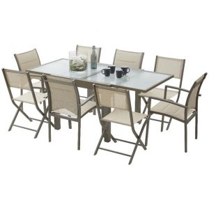 Image de Wilsa Modulo 8 - Ensemble de jardin table, 4 fauteuils et 4 chaises