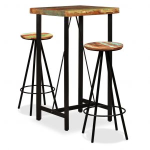 VidaXL Ensemble de bar 3 pcs Bois de récupération massif