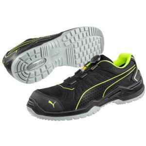 Puma SAFETY FUSE TC Green Low Chaussure de travail S1P ESD SRC Capuchon en fibre de verre antidérapant végétalien léger pour homme, Schwarz Grün Disc, 49 EU