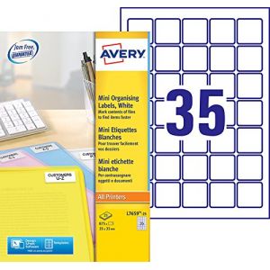 Avery-Zweckform Boîte de 875 mini-étiquettes laser blanches 35 x 35 mm. L7659-25.