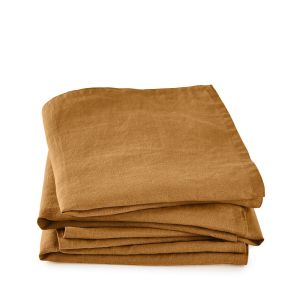 Lot de 4 serviettes de table lin lavé Victorine Caramel Taille 45X45 cm