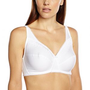 Image de PLAYTEX Soutien-gorge - Coeur croisé féminin coton sans armatures - Uni - Femme - Blanc - FR : 95D (Taille fabricant : 95D)