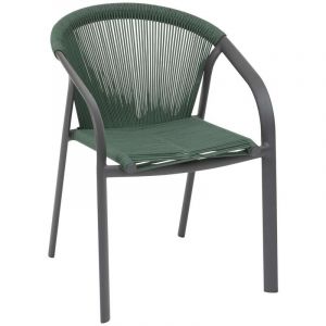 Hesperide Fauteuil de jardin empilable Riu vert olive & graphite en aluminium traité en epoxy - Vert olive / graphite