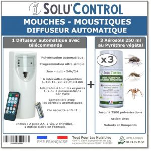 Tout Pour Les Nuisibles - Kit diffuseur Automatique+3 Aérosols au Pyrèthre Végétal 250 ml