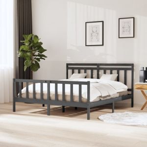 VidaXL Cadre de Lit Bois Massif Gris 160x200 cm