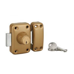 THIRARD Verrou double entrée Apache pour porte d'entrée, cylindre 60mm, acier, 3 clés, époxy or