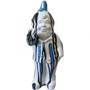 Statue en c&eacute;ramique Lutin grossier blanc et multicolore