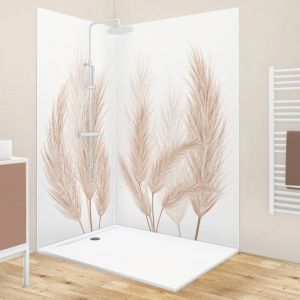 Lot de 2 panneaux de douche en aluminium (90x220 & 120x220 cm) + profil&eacute;s blanc - Pampa - Marron