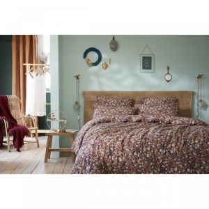 L'effet Papillon - Housse de couette 240 x 220 cm double gaze de coton imprimée Capucine Camel - Marron