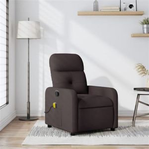 VidaXL Fauteuil de Massage Inclinable, Chaise avec Repose-pieds, Siège avec Dossier et Accoudoirs Salle de Séjour, Moderne, Marron Foncé Tissu