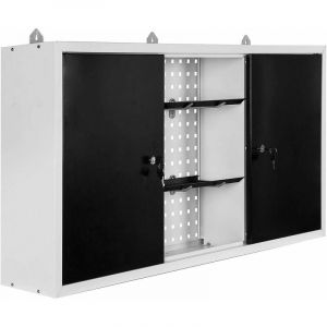 Armoire murale à outils grise étagère à outils de rangement atelier 120 cm blanc noir 16_0002549