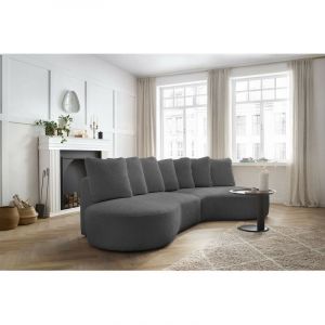 Bobochic Canapé d'angle fixe Canapé d'angle fixe marianne tissu bouclette Angle droit Gris foncé