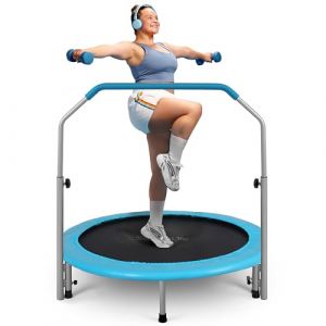 SereneLife Trampoline Pliable 101,6 cm &ndash; Mini Trampoline de Fitness Compact pour Enfants et Adultes, Rebondisseur d&rsquo;Exercice, &Eacute;quipement d&rsquo;Entra&icirc;nement Int&eacute;rieur/Jardin, Charge Max. 90 kg, Bleu Ciel