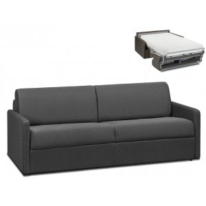 Image de Canapé 4 places convertible express en tissu CALIFE Gris Couchage 160 cm Matelas 22cm