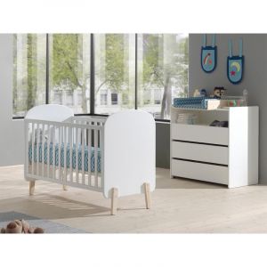 Pack Lit Bébé, Commode & Plan à Langer "Kiddy" Blanc Prix