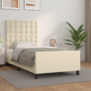 VidaXL Cadre de lit avec tête de lit Crème 80x200 cm Similicuir - Cream