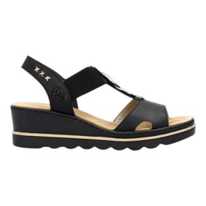 Rieker Femme 67498 Sandale, Noir, 39 EU
