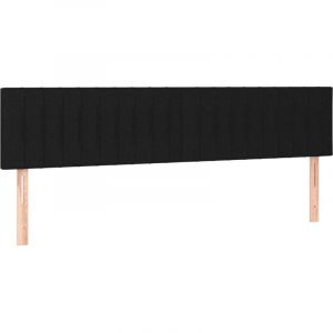VidaXL Tête de Lit à LED Meuble de Chambre à Coucher Accessoire de Lit Double Tête de Cadre de Lit Intérieur Noir 160x5x78/88 cm Tissu