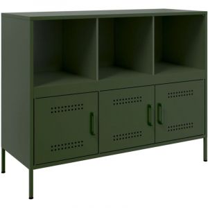 VidaXL Buffet vert olive 100,5x39x79 cm acier lamin&eacute; &agrave; froid, meuble de rangement, meuble de rangement de cuisine, meuble de rangement de salon