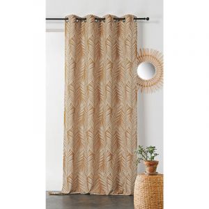 Homemaison Rideau imprimé feuille de palmier coton ocre 240x140
