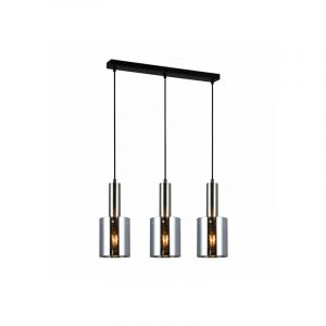 Italux Suspension Sardo Nickel satiné et verre fumé