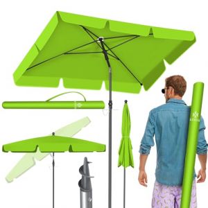 Parasol rectangulaire avec housse 2en1 et sac de transport Parasol de terrasse Parapluie 200 × 125cm pour balcon, jardin et terrasse Vert - Kesser