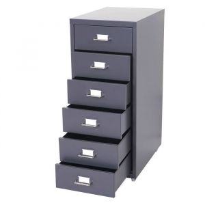 Décoshop26 Caisson à tiroirs en acier 69 par 28 par 41 6 tiroirs gris fonce