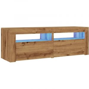 VidaXL Meuble Tv Avec Lumières Led Chêne Artisanal Bois D'ingénierie