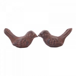 Lot de 2 petits oiseaux en fonte - Marron - L 5,6 cm