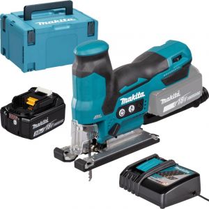Makita Scie sauteuse pendulaire sur batterie DJV185RF1J, 18V 1x 3,0 Ah et chargeur dans makpac