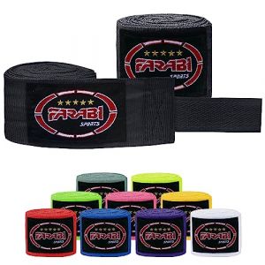 Bandes de Boxe Enfants - FARABI SPORTS - 2.5M - Noir - Muay Thai - Kickboxing