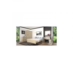 Azura home design Chambre complète AGATHA Chene Clair 160*200 cm