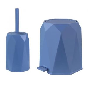 Ensemble Diamant poubelle 5L et brosse WC Sotufab (Bleu gris)