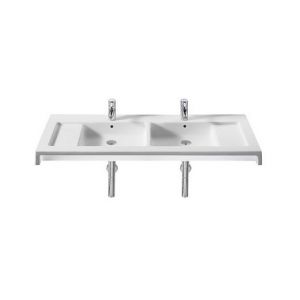 Image de Roca Stratum 1300 lavabo double avec fixation blanc, A327630000 1300x500x125 2 trous percés