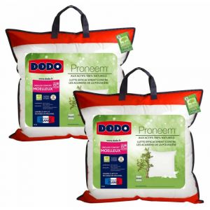 Dodo Lot de 2 oreillers 60 x 60 cm Moelleux antiacariens Proneem Fibre VOLUPT’AIR Dod