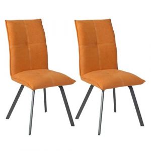 BISPO - Lot de 2 Chaises Tissu Coloris Orange - Altobuy