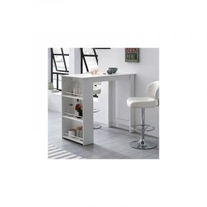 Table de bar avec rangements 120x60x108 cm blanc