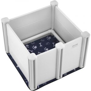 VEVOR Caisse de Mise Bas pour Chien Chiot PVC 72x72x46 cm Rails Tapis de Pipi