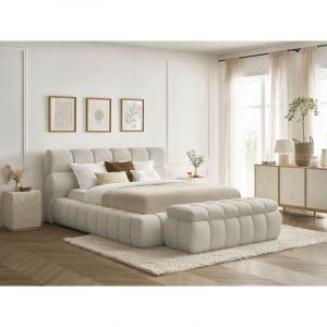 Bobochic Lit coffre MONT-BLANC + Bout de lit MONT-BLANC tissu bouclette